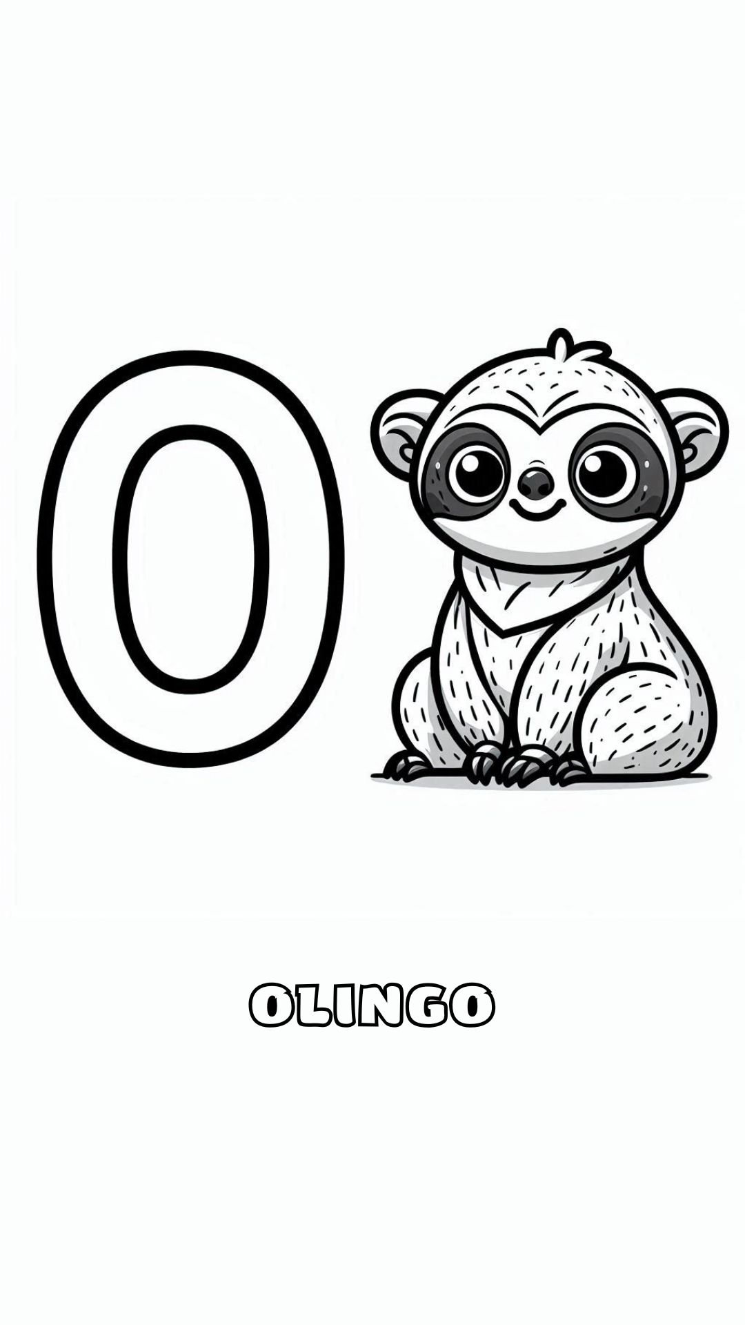 Letter O kleurplaat – Olingo