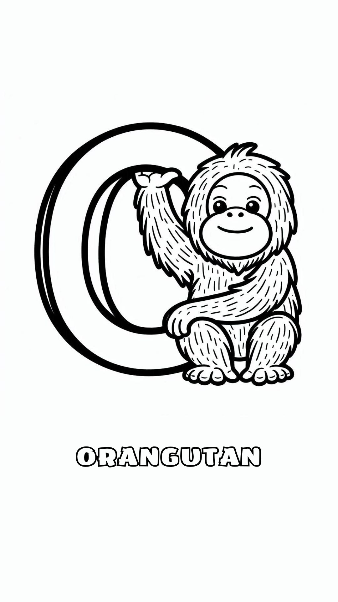 Letter O kleurplaat – Orangutan