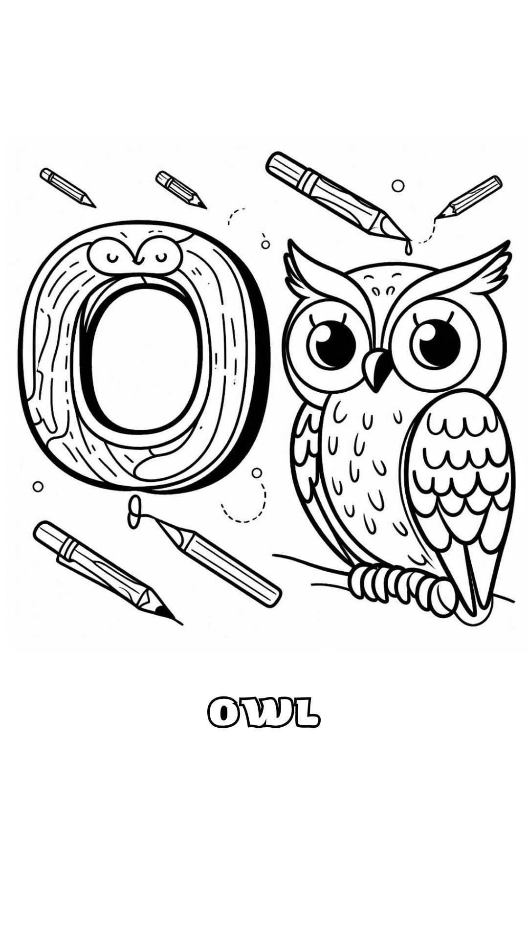 Letter O kleurplaat – Owl