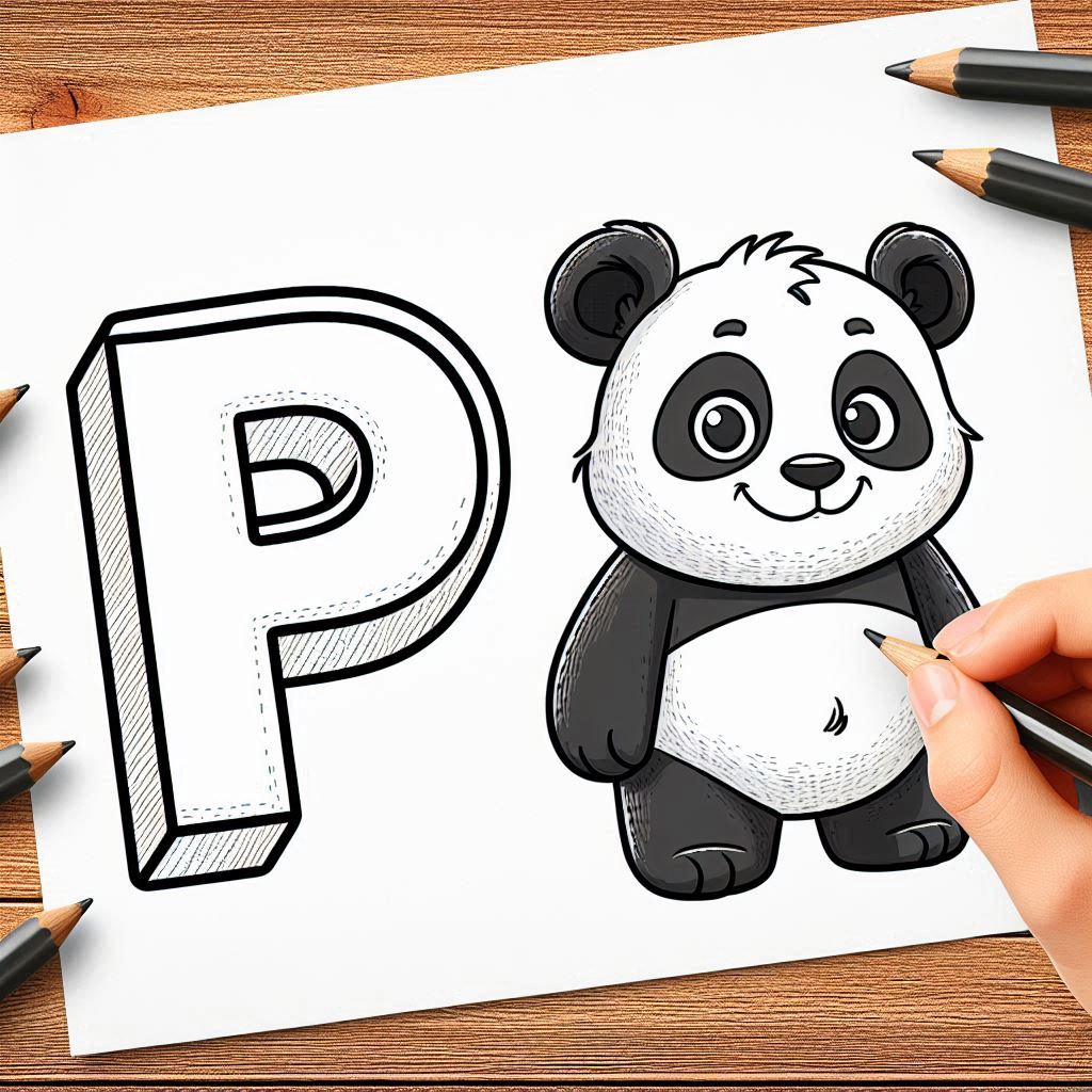 Letter P-dieren kleurplaat thumbnail