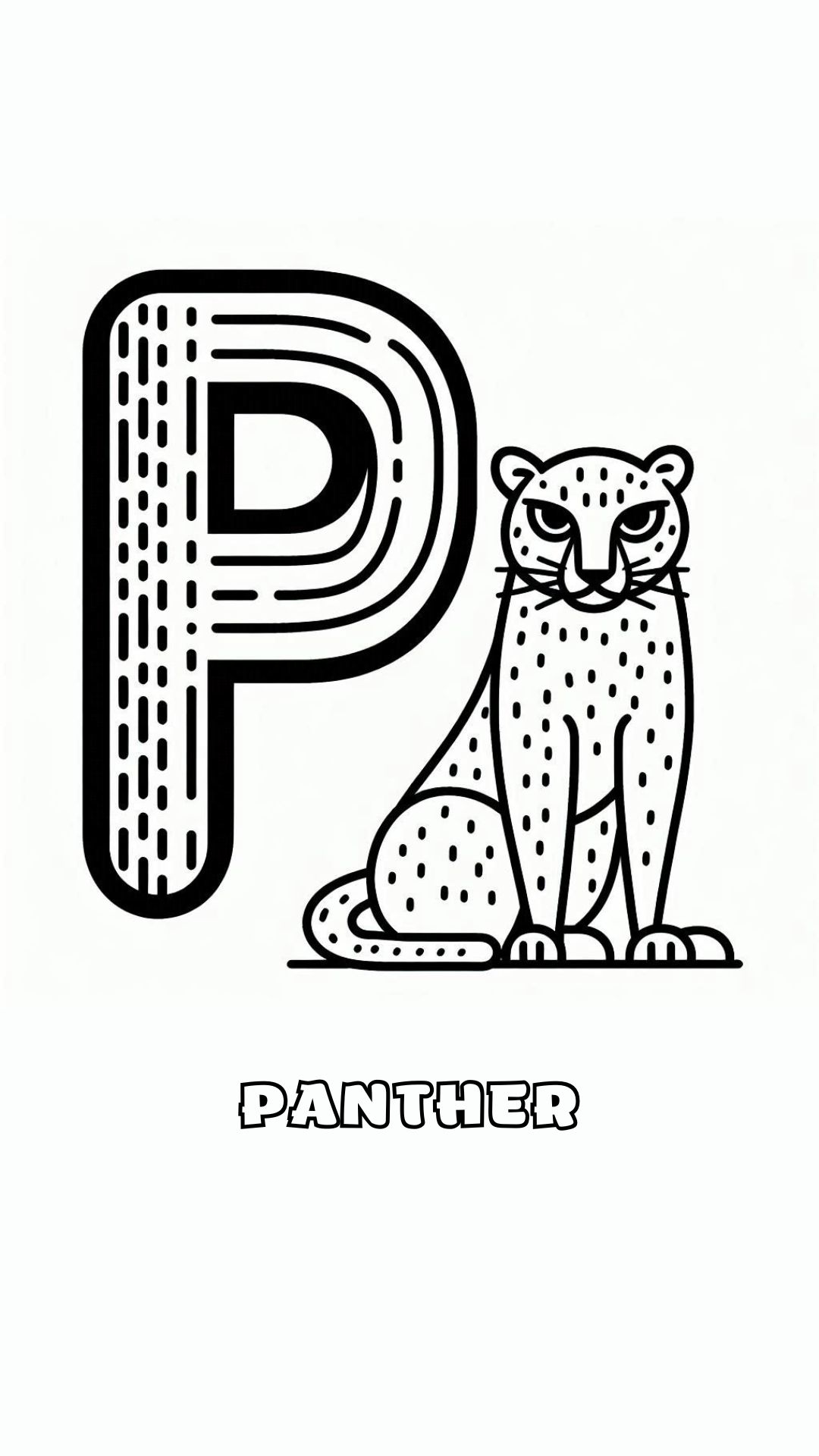 Letter P kleurplaat – Panther