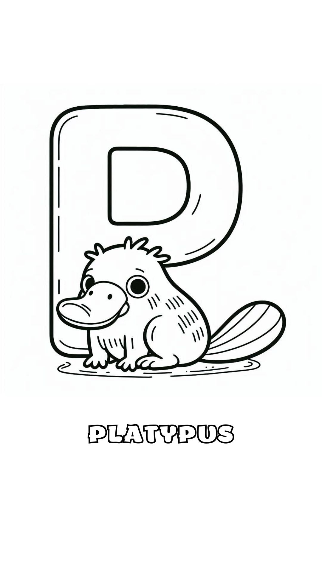 Letter P kleurplaat – Platypus