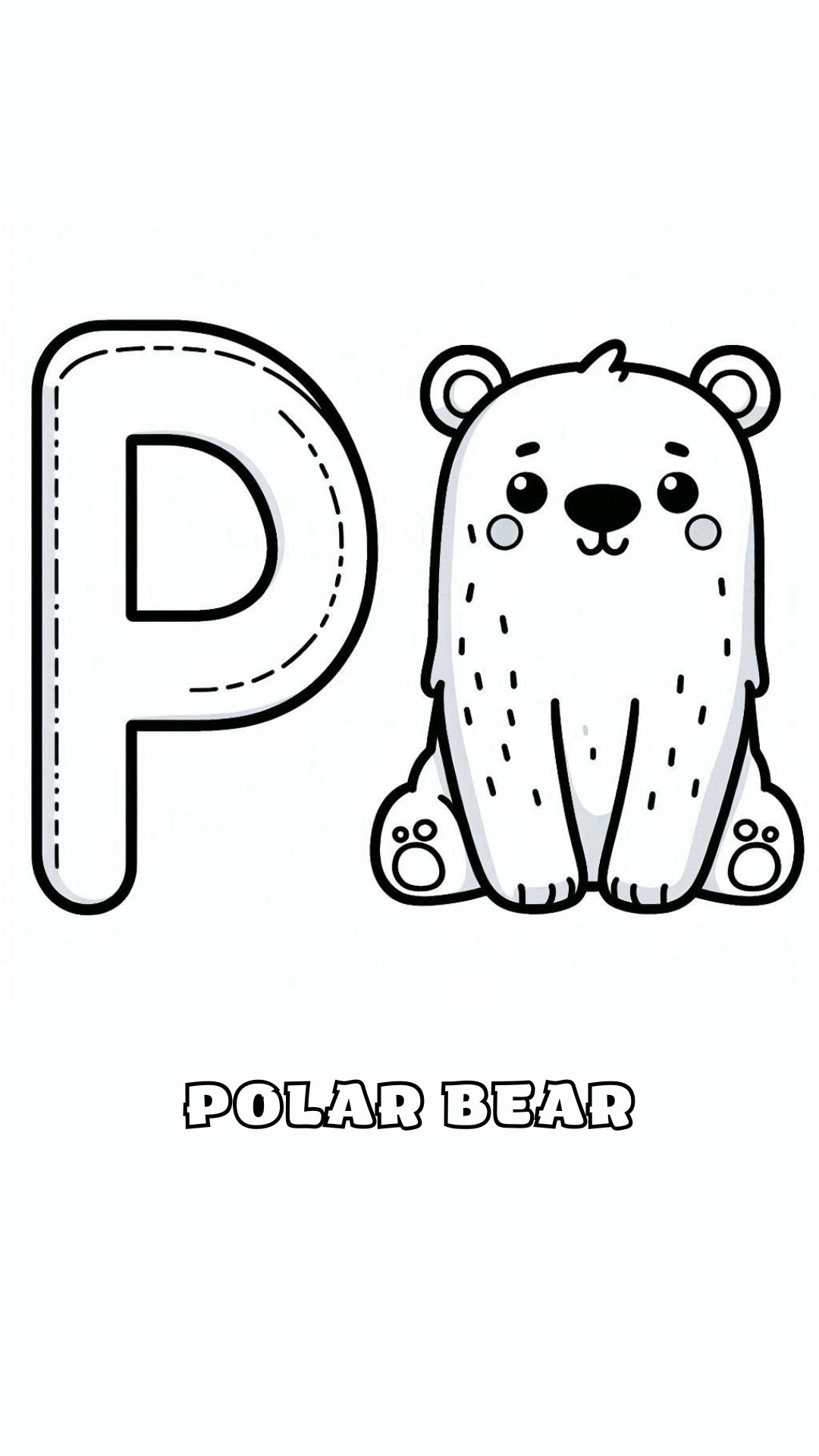 Letter P kleurplaat – Polar Bear