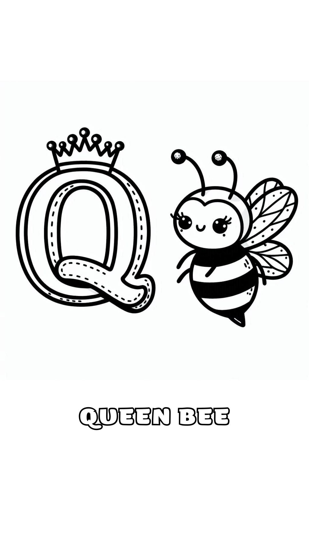 Letter Q kleurplaat – Queen Bee