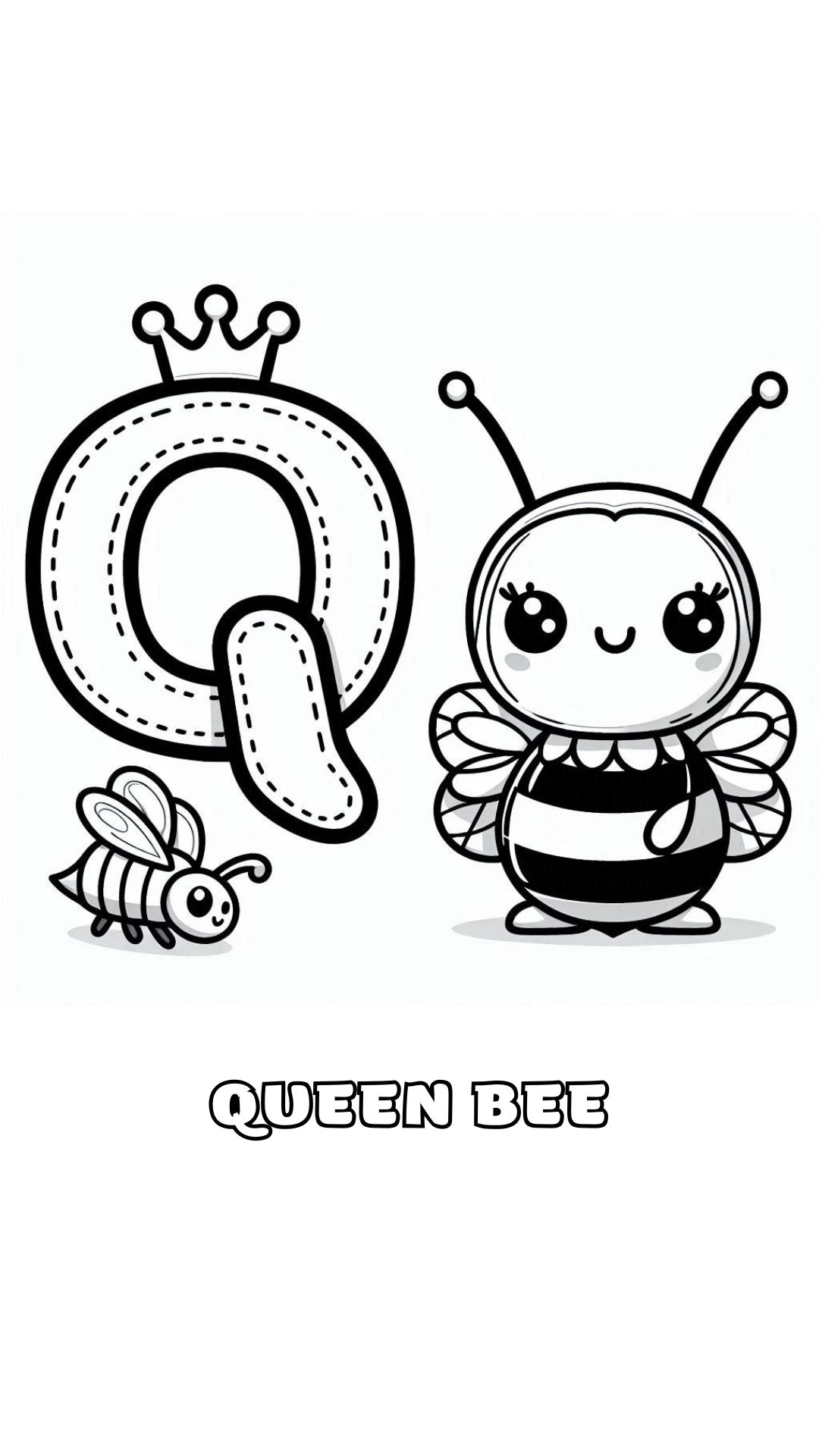 Letter Q kleurplaat – Queen Bee 1