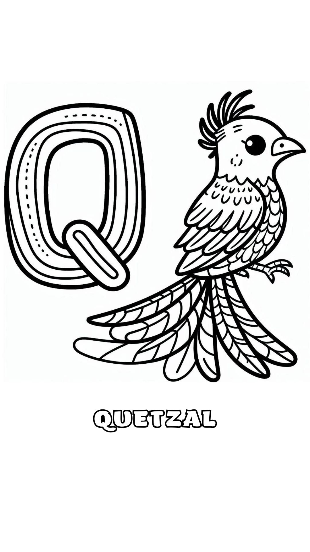 Letter Q kleurplaat – Quetzal