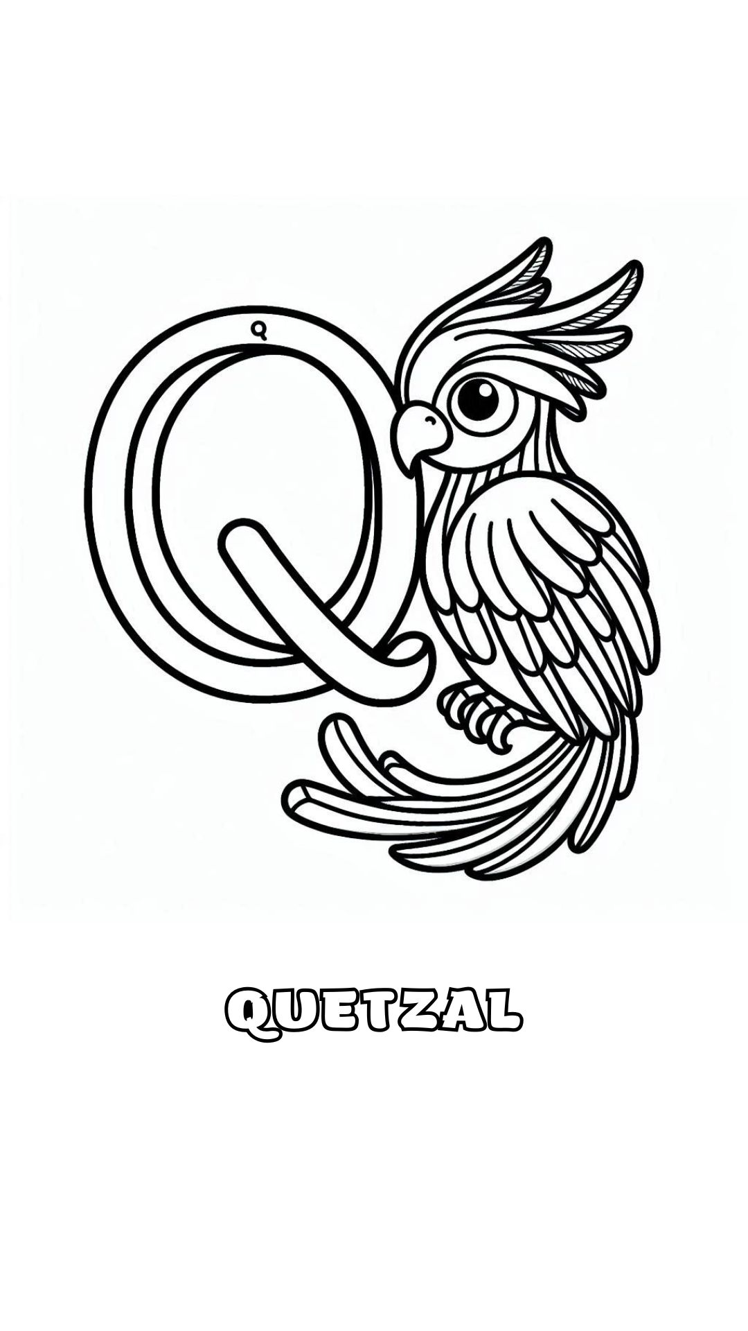 Letter Q kleurplaat – Quetzal 2