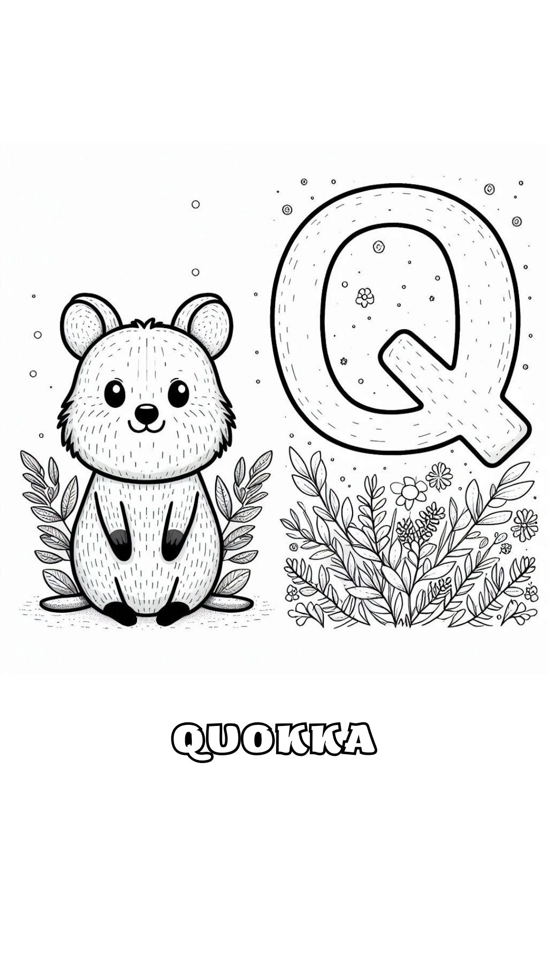 Letter Q kleurplaat – Quokka 1