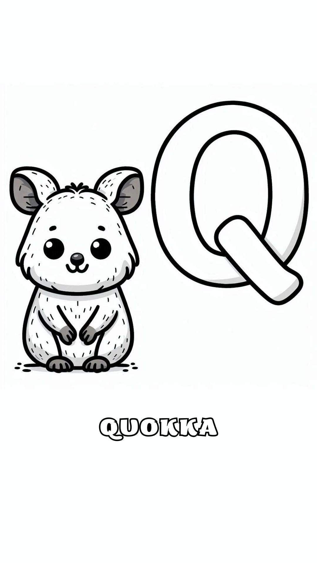 Letter Q kleurplaat – Quokka 2