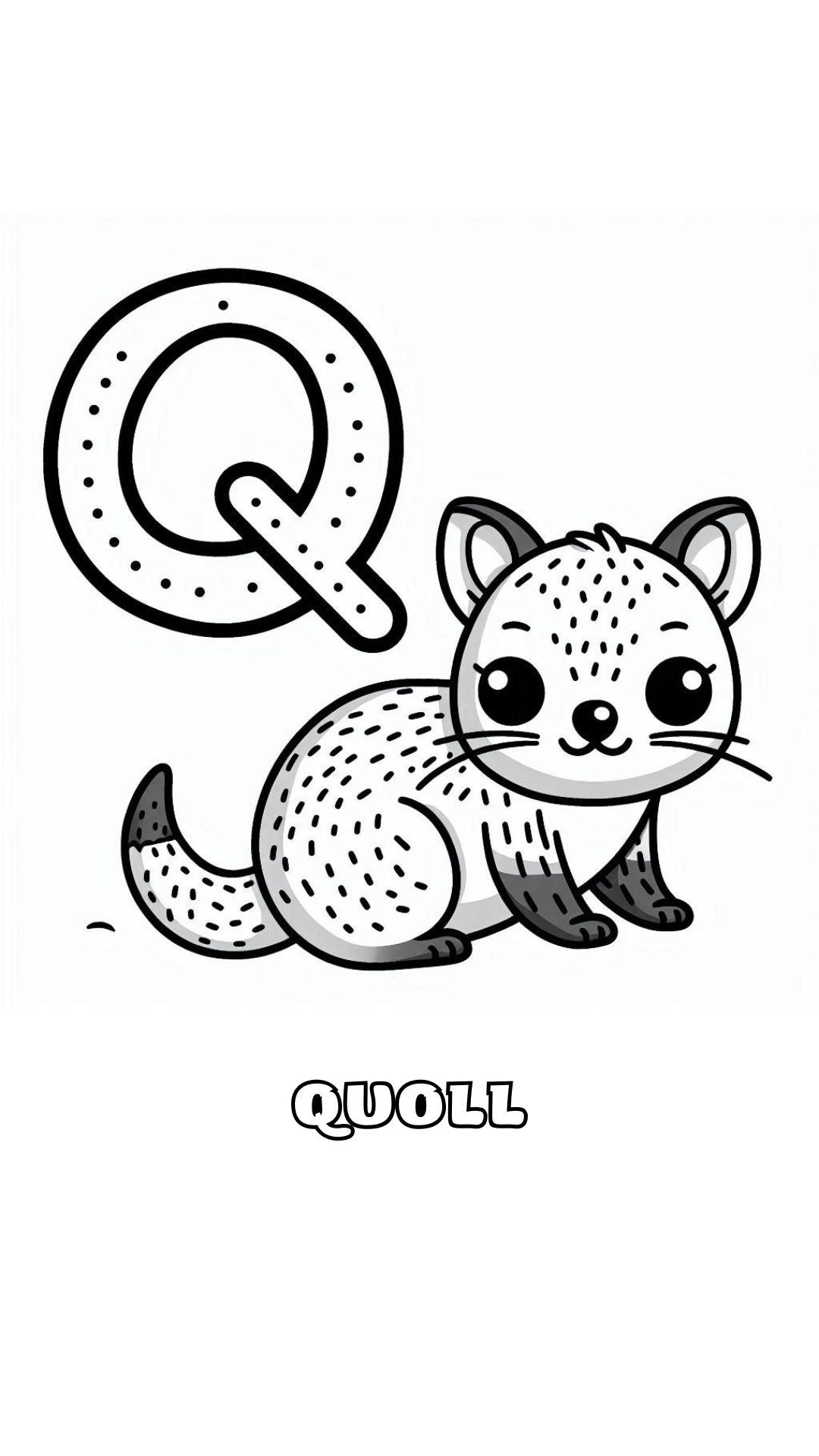 Letter Q kleurplaat – Quoll 1