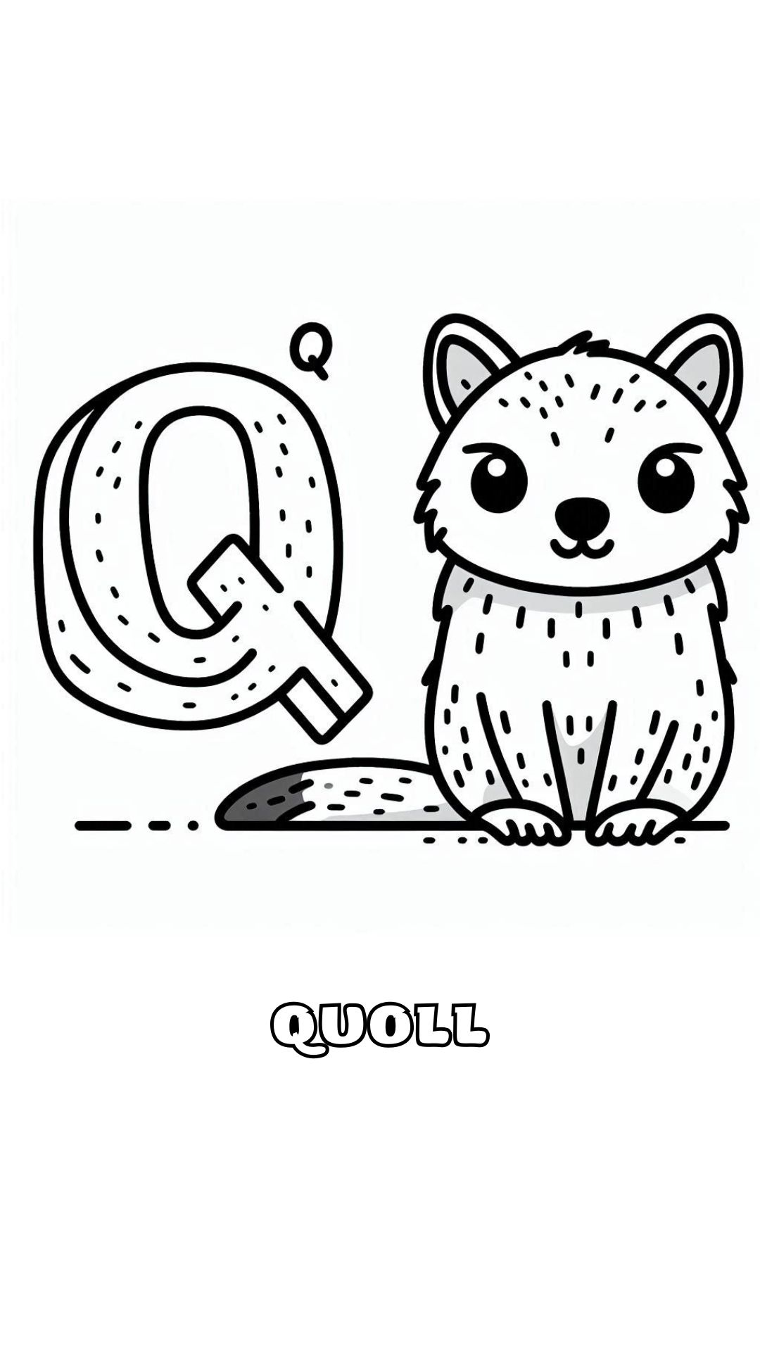 Letter Q kleurplaat – Quoll 2