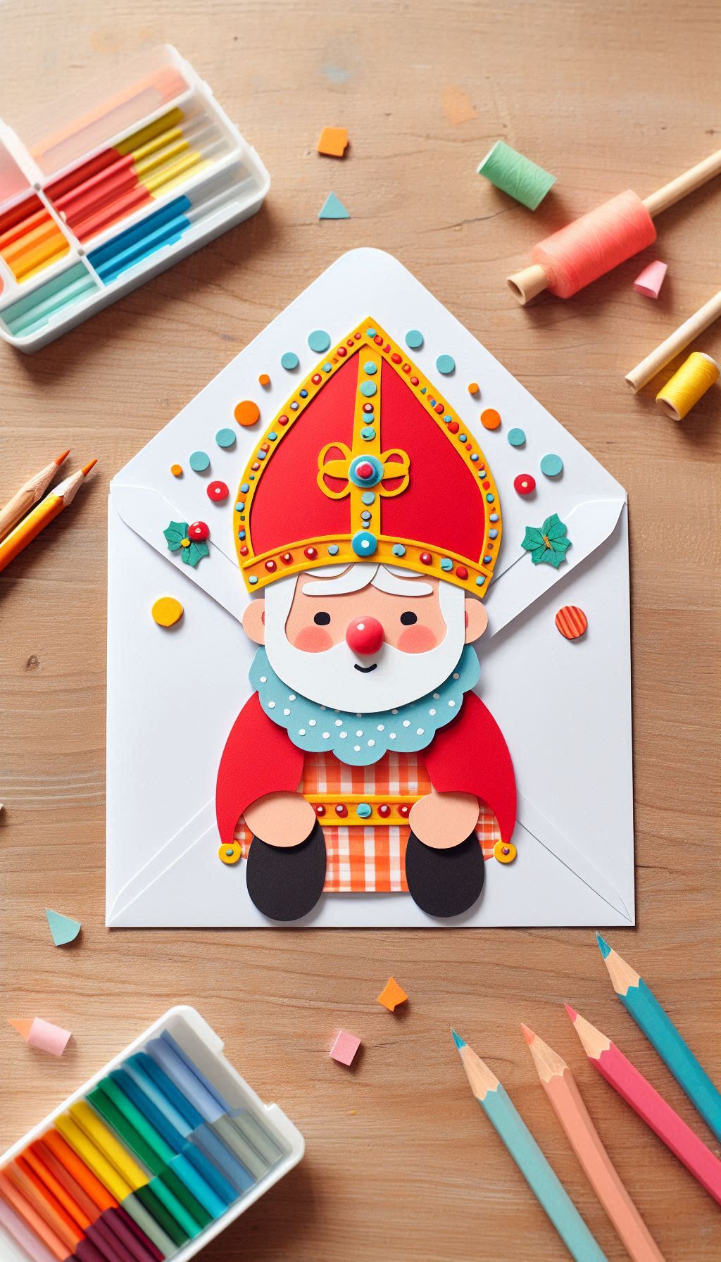 Papieren envelop versierd met Sinterklaas Knutselen14