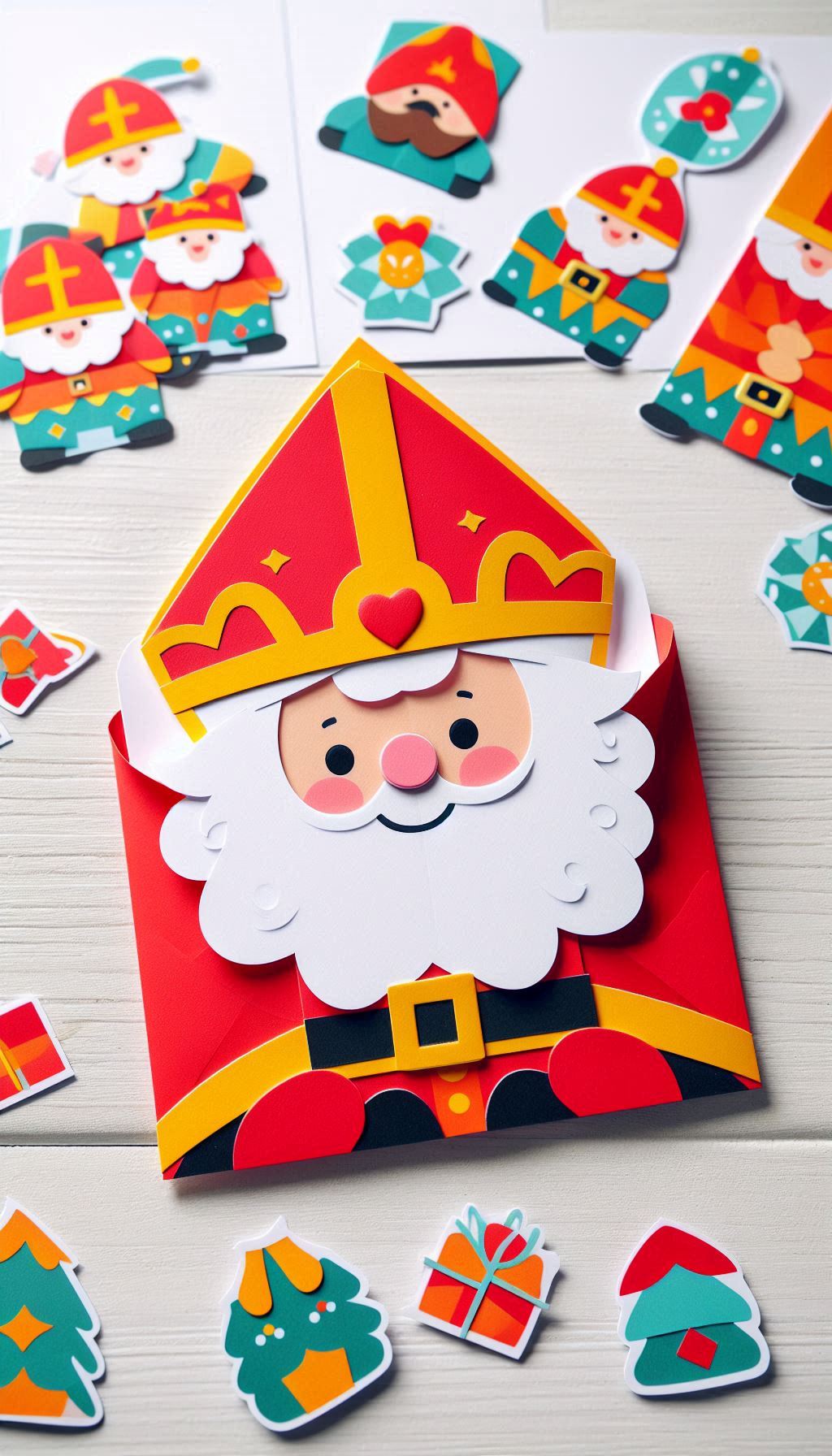 Papieren envelop versierd met Sinterklaas Knutselen3