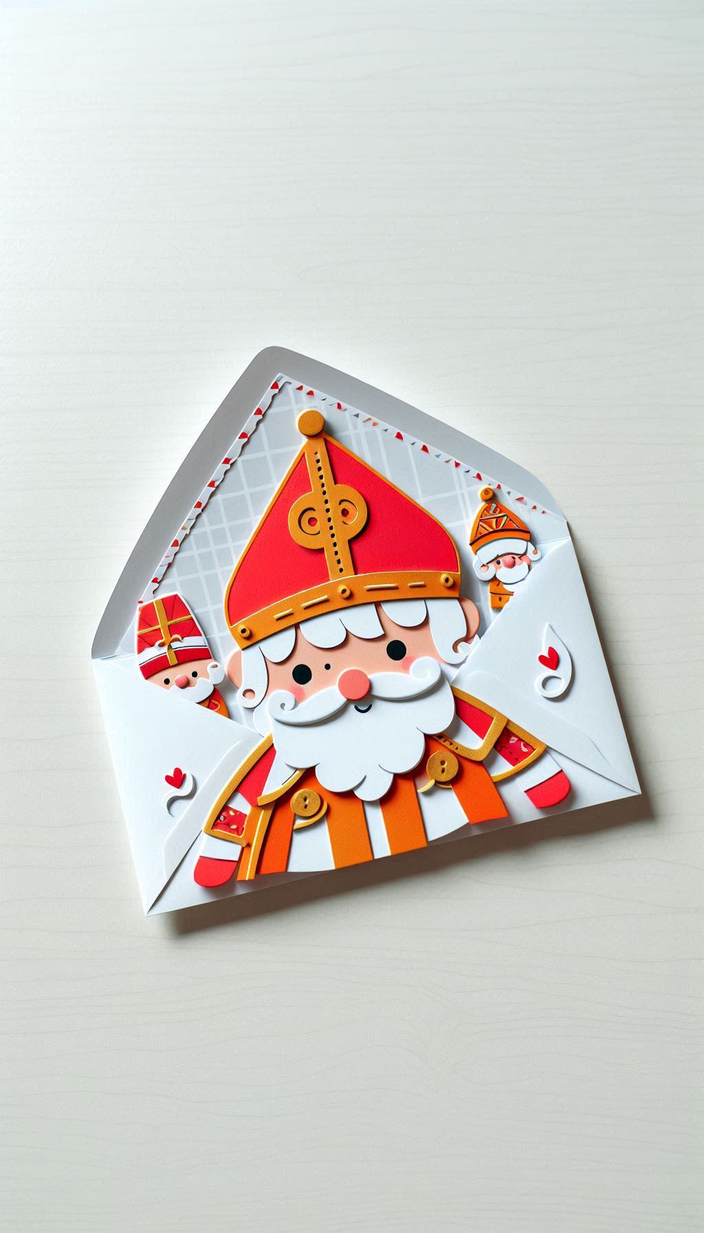 Papieren envelop versierd met Sinterklaas Knutselen9