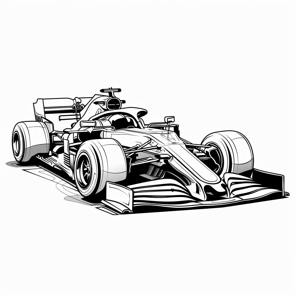 Raceauto Formula 1 kleurplaat print