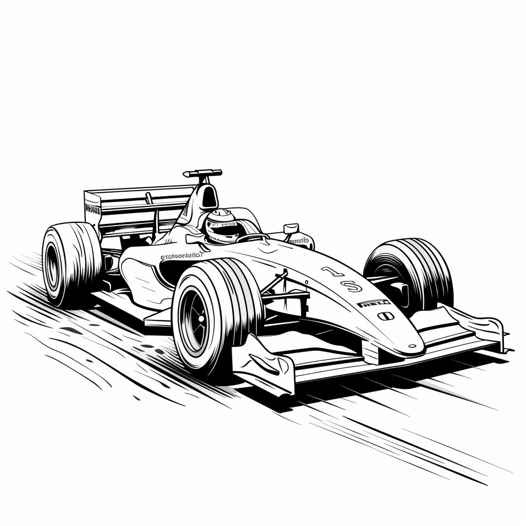 Raceauto Formula 1 kleurplaat tekening