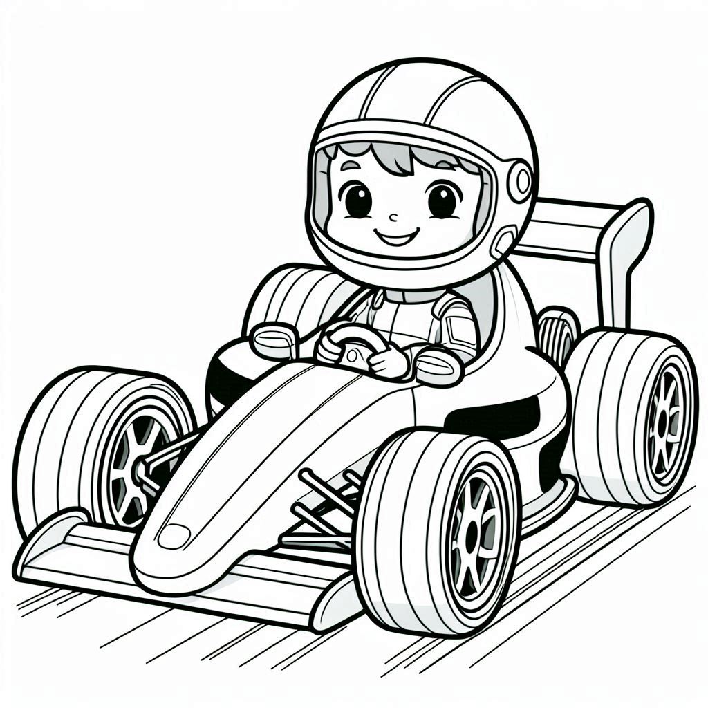 Raceauto Formula 1 kleurplaat voor kinderen