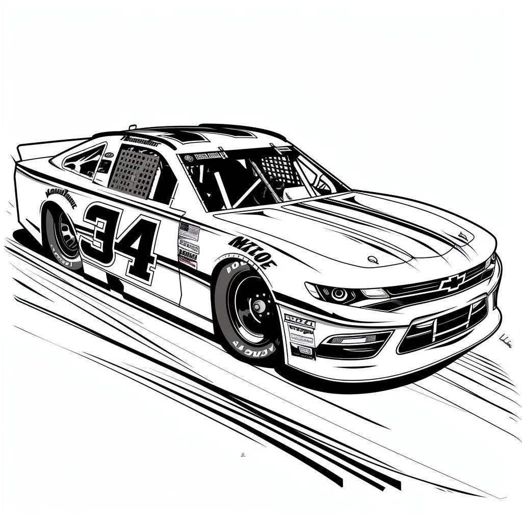 Raceauto NASCAR kleurplaat print