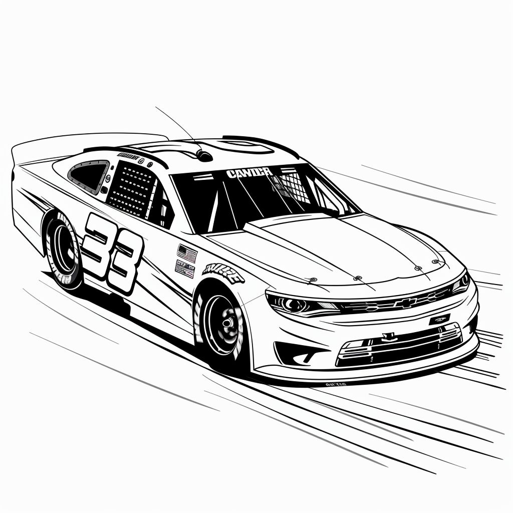 Raceauto NASCAR kleurplaat tekening