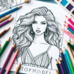 Topmodel kleurplaat thumbnail