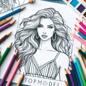 Topmodel kleurplaat thumbnail