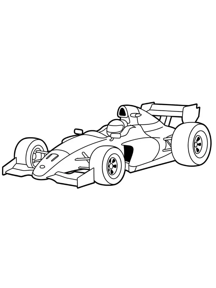 Raceauto kleurplaat 9 formule 1 raceauto met coureur kleurplaat