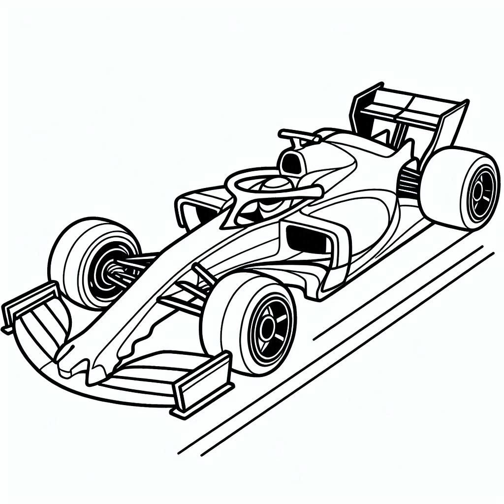 kleurplaat Raceauto Formula 1 gratis