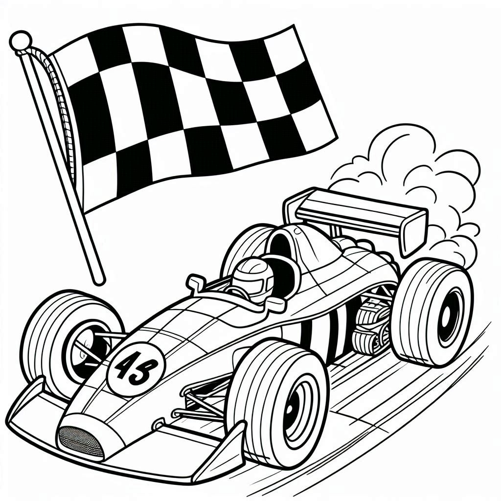 kleurplaat Raceauto Formula 1 tekening