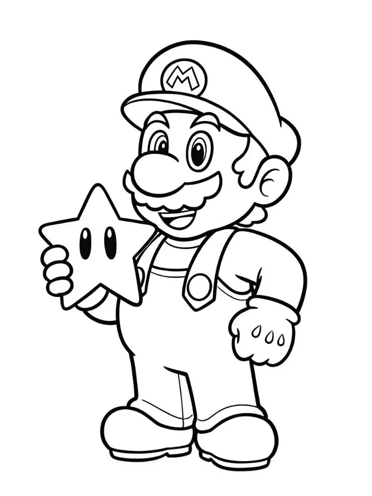 Mario kleurplaat 10 mario met een superster kleurplaat
