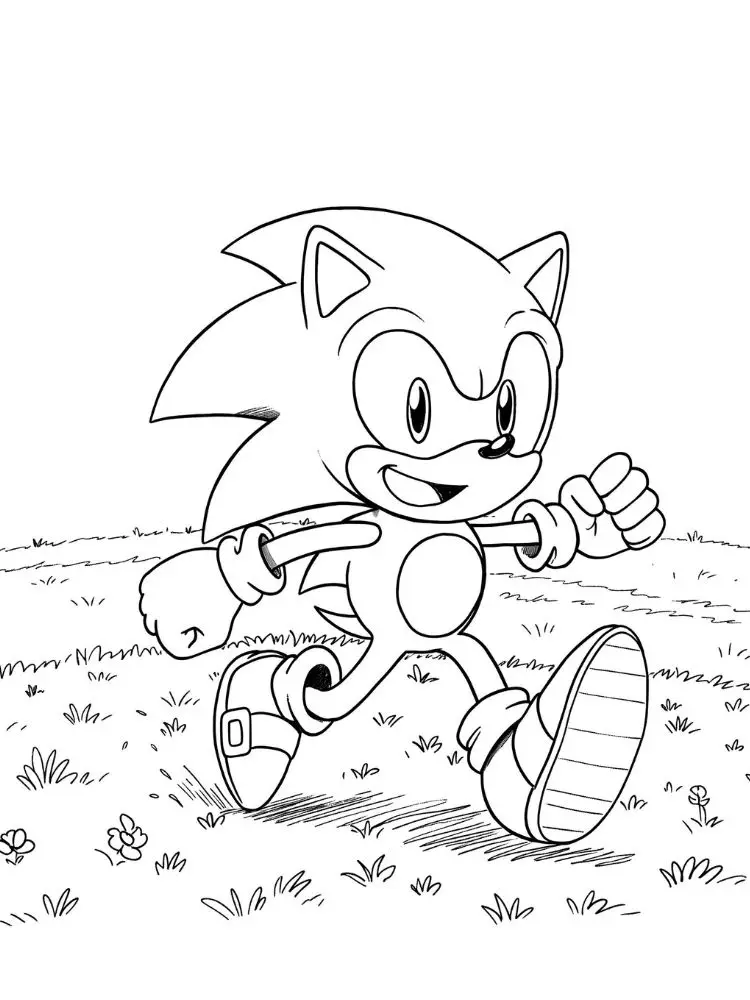 Sonic kleurplaat 8 sonic aan het rennen kleurplaat