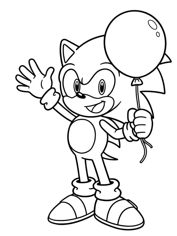 Sonic kleurplaat 9 sonic met ballon kleurplaat