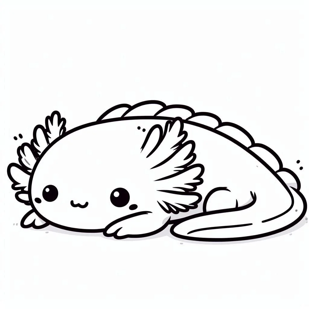 Axolotl kleurplaat unieke3