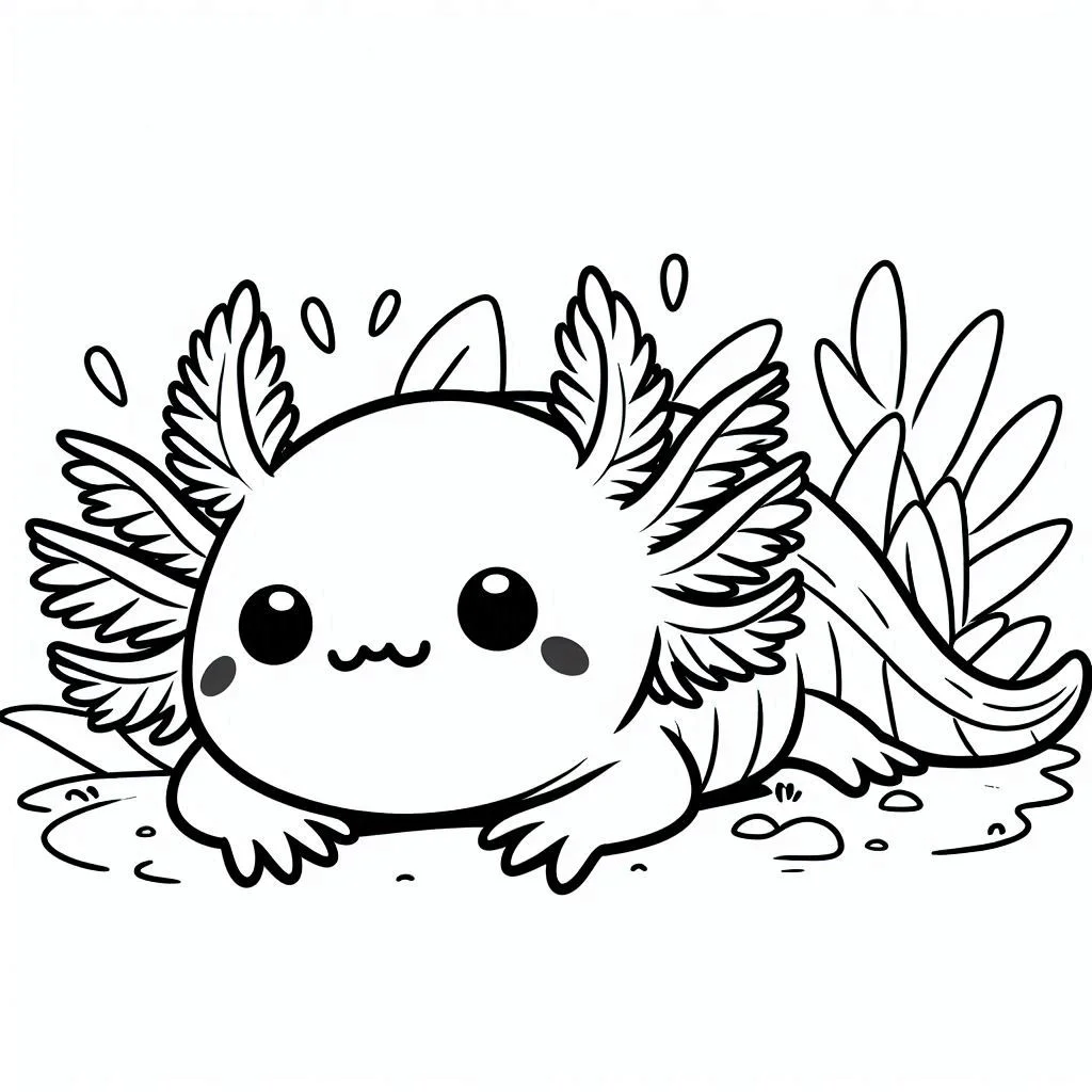 Axolotl kleurplaat unieke6