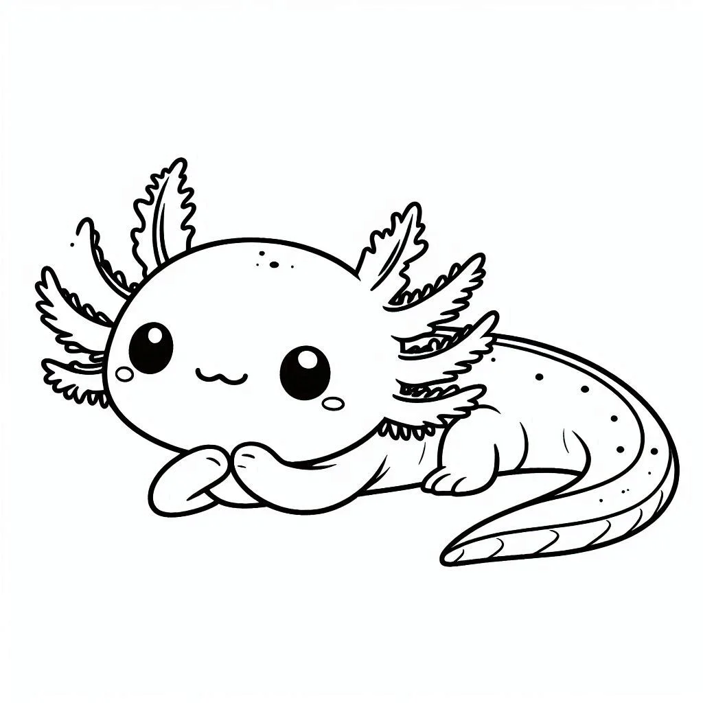 Axolotl kleurplaat unieke7