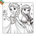 Elsa en Anna kleurplaat thumbnail