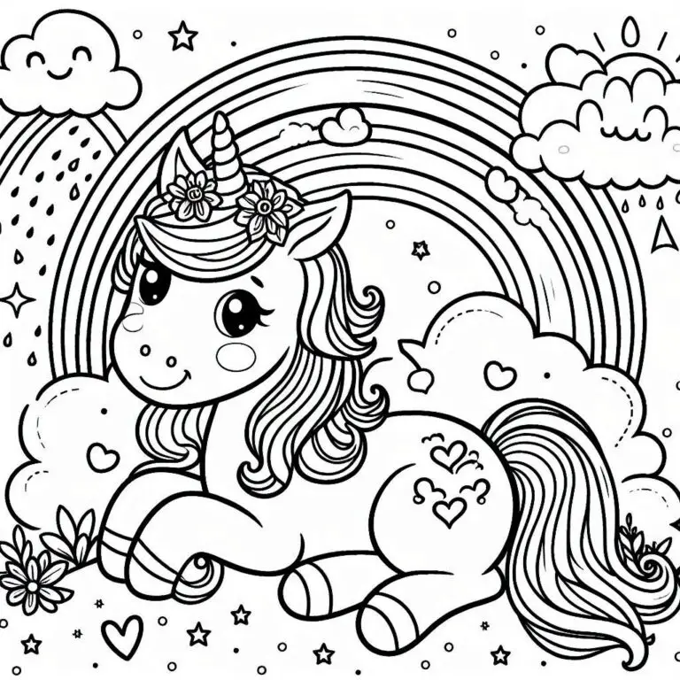 Kleurplaat Unicorn Regenboog Unieke | Download En Print