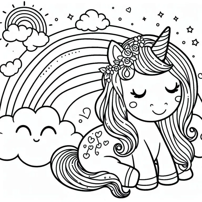 Kleurplaat Unicorn Regenboog Unieke | Download En Print