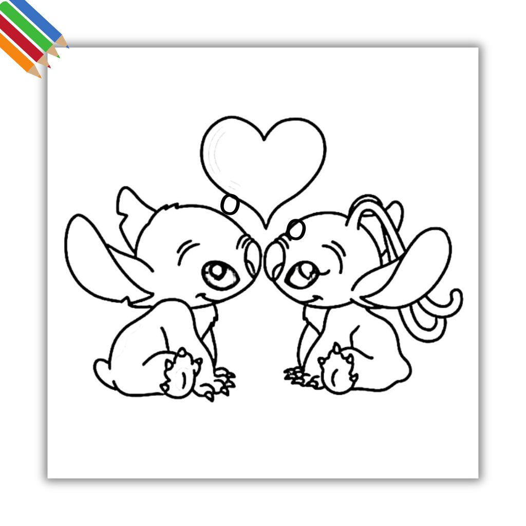 Dessin a colorier stitch et angel
