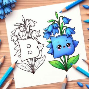 Letter B-bloemen kleurplaat thumbnail