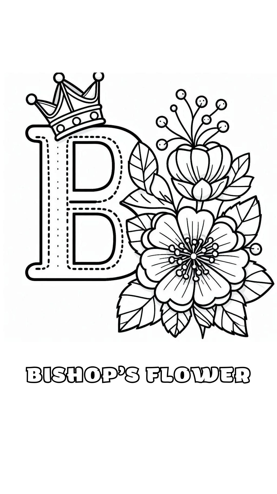 Letter B kleurplaat – bloemen Bishop’s Flower