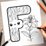 Letter F-bloemen kleurplaat thumbnail