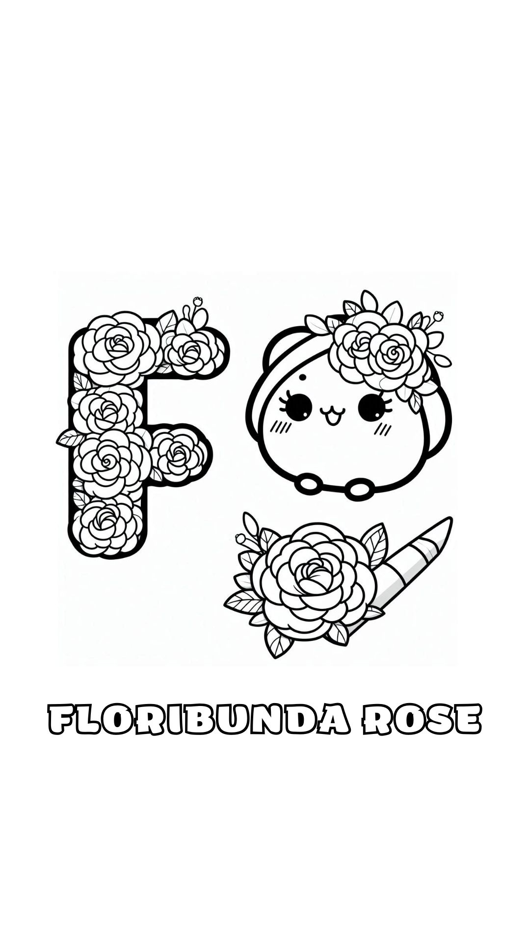 Letter F kleurplaat – bloemen Floribunda Rose