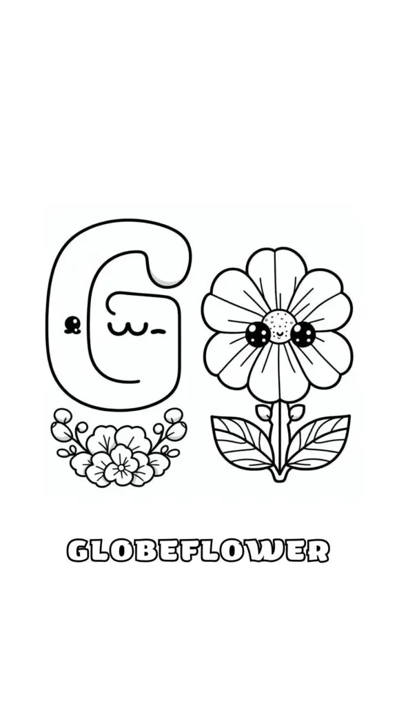 Раскраска Цветы с буквой G для детей для изучения