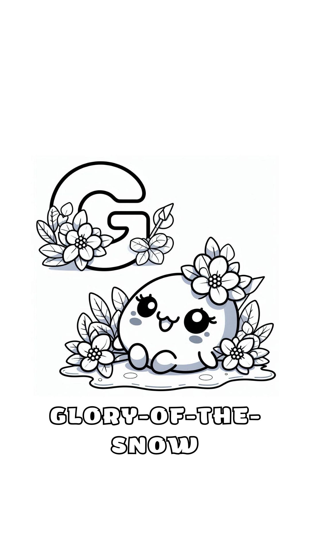 Letter G kleurplaat – bloemen Glory of the Snow