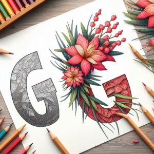 Letter G-bloemen kleurplaat thumbnail