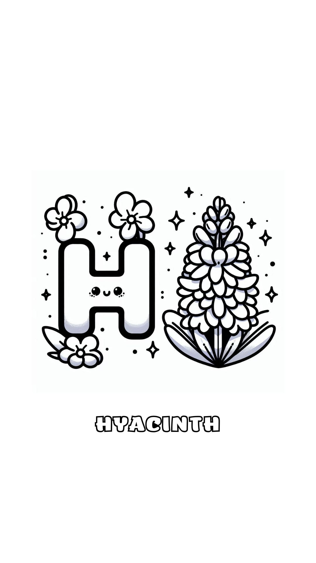 Letter H kleurplaat – bloemen Hyacinth