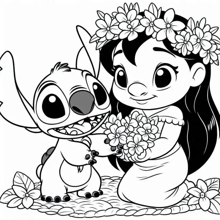 50+ Lilo og Stitch Tegninger Farvelægning Printbar gratis PDF