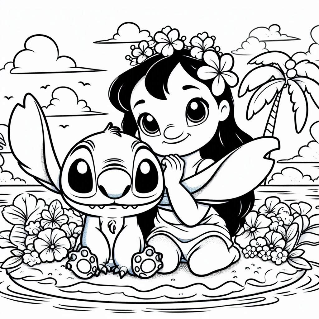 Lilo en Stitch kleurplaat unieke2