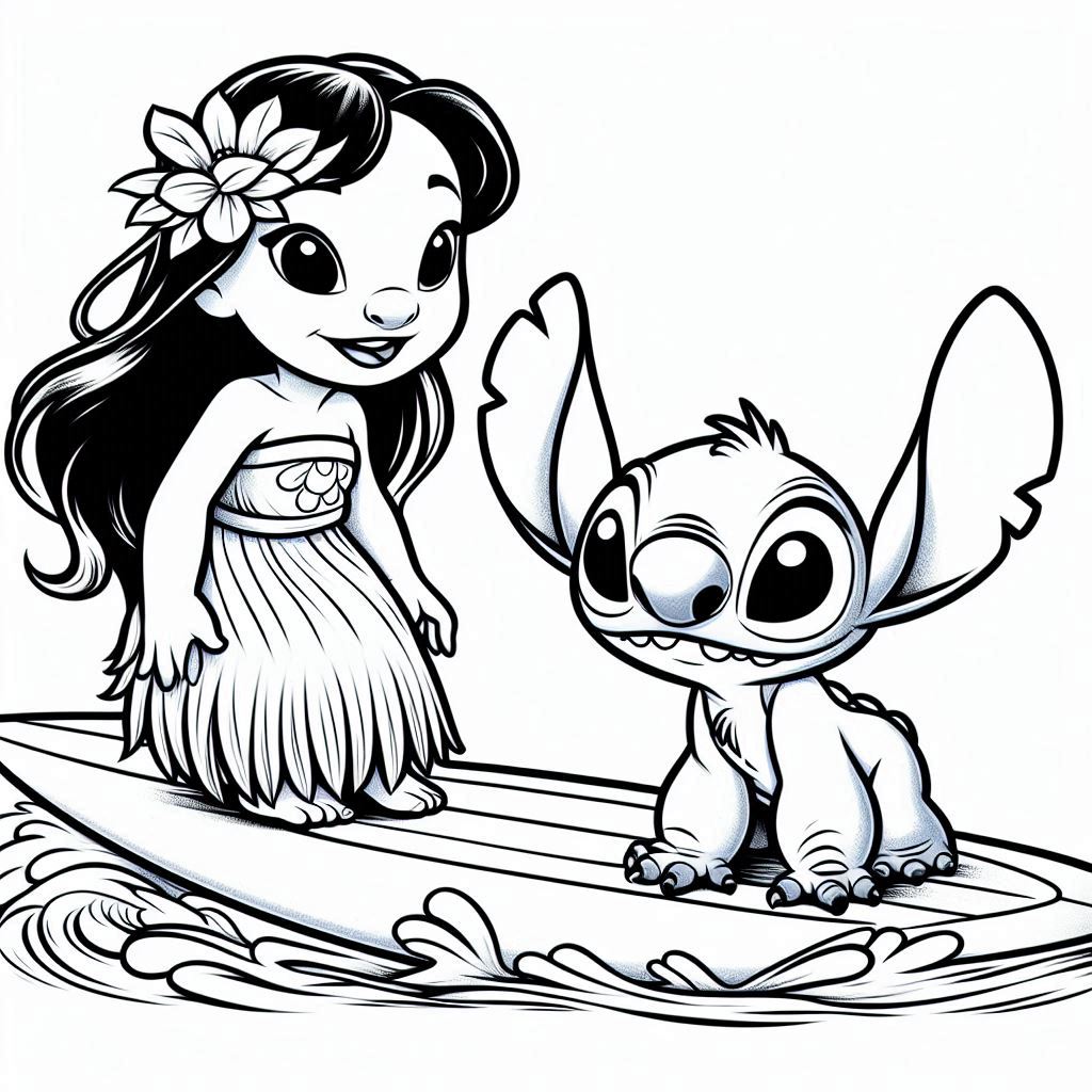 Lilo en Stitch kleurplaat unieke21