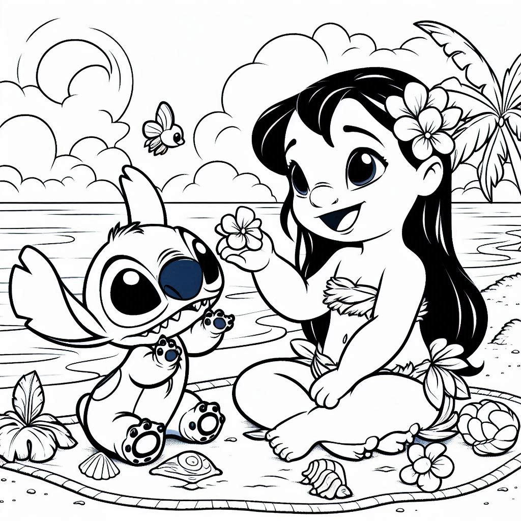 Lilo en Stitch kleurplaat unieke23